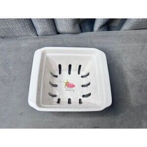 Rae Dunn Artisan Collection Ceramic Organic Strawberry Basket White